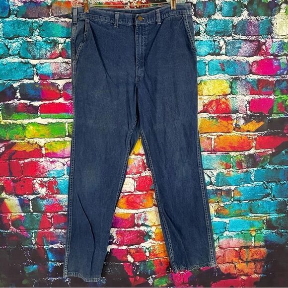 Vintage OshKosh Denim Carpenter Jeasn Made in USA Talon 42 Zipper 36 x 32 - Picture 2 of 10